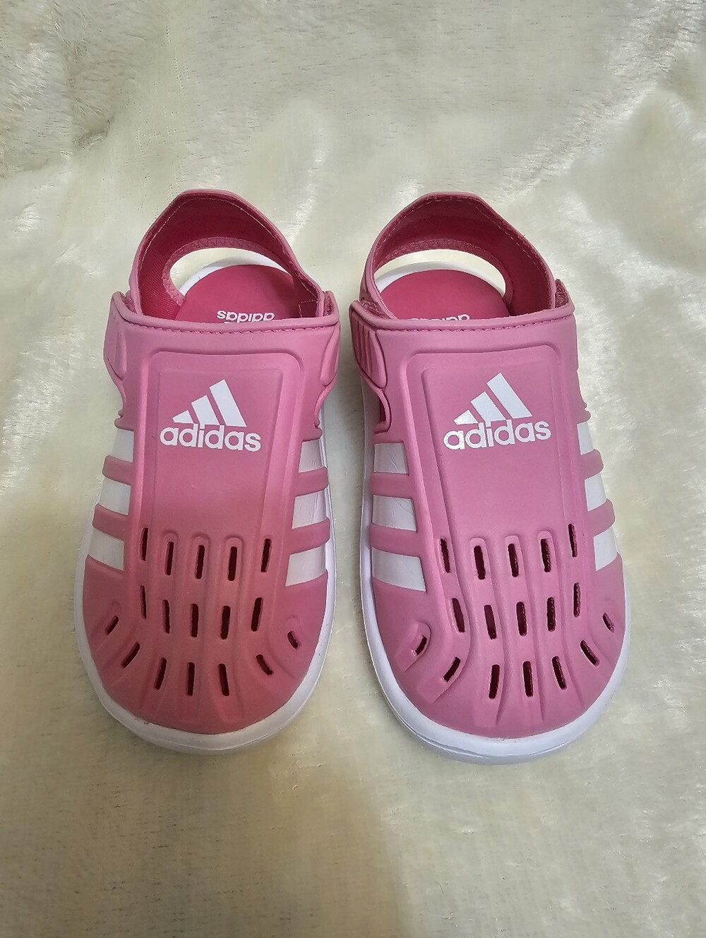 Adidas Foam Water Sandals Kids Girls Toddler EVA Shoes Pink Sz 10 New